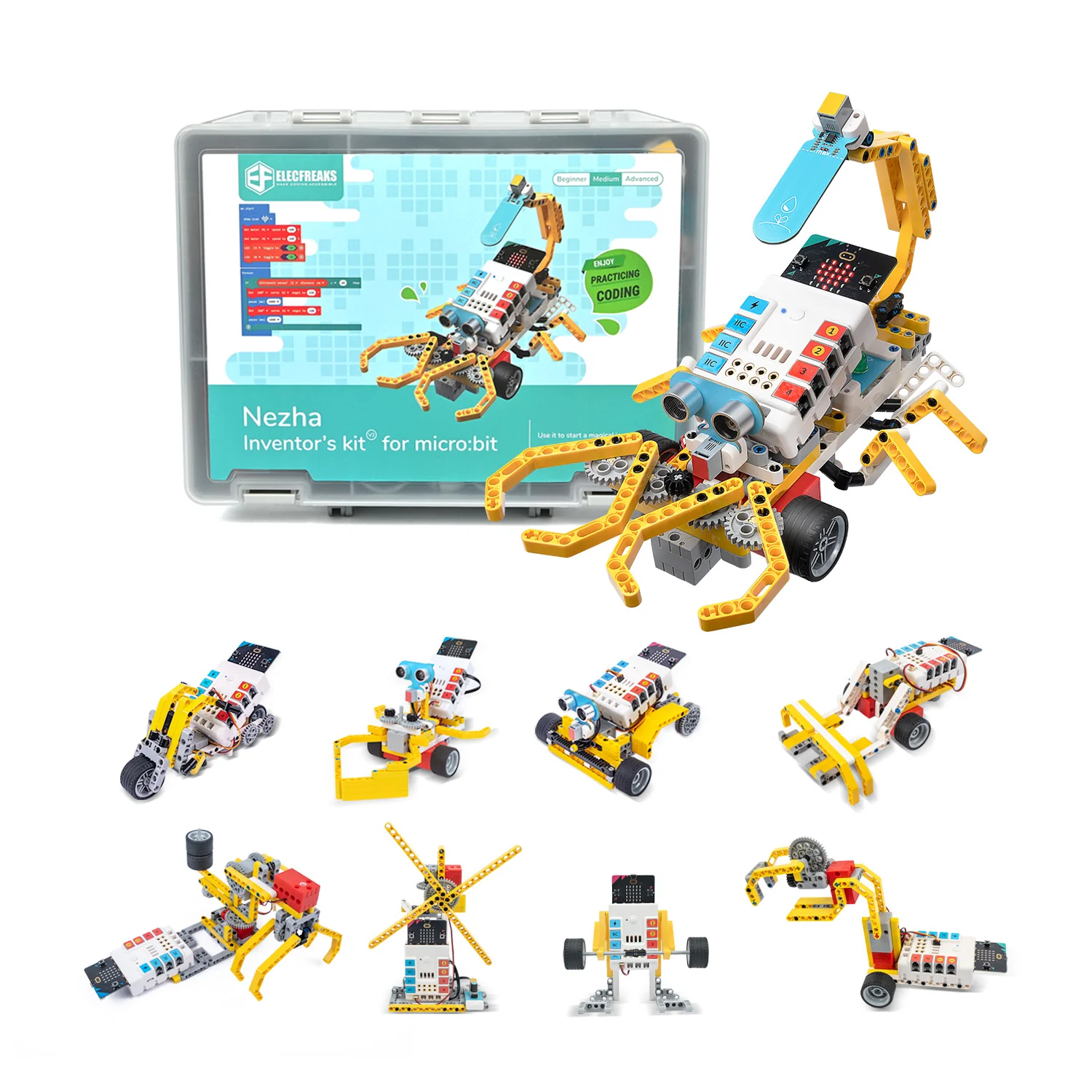 Nezha Inventors Kit V2 — robot builds from all 3 streams
